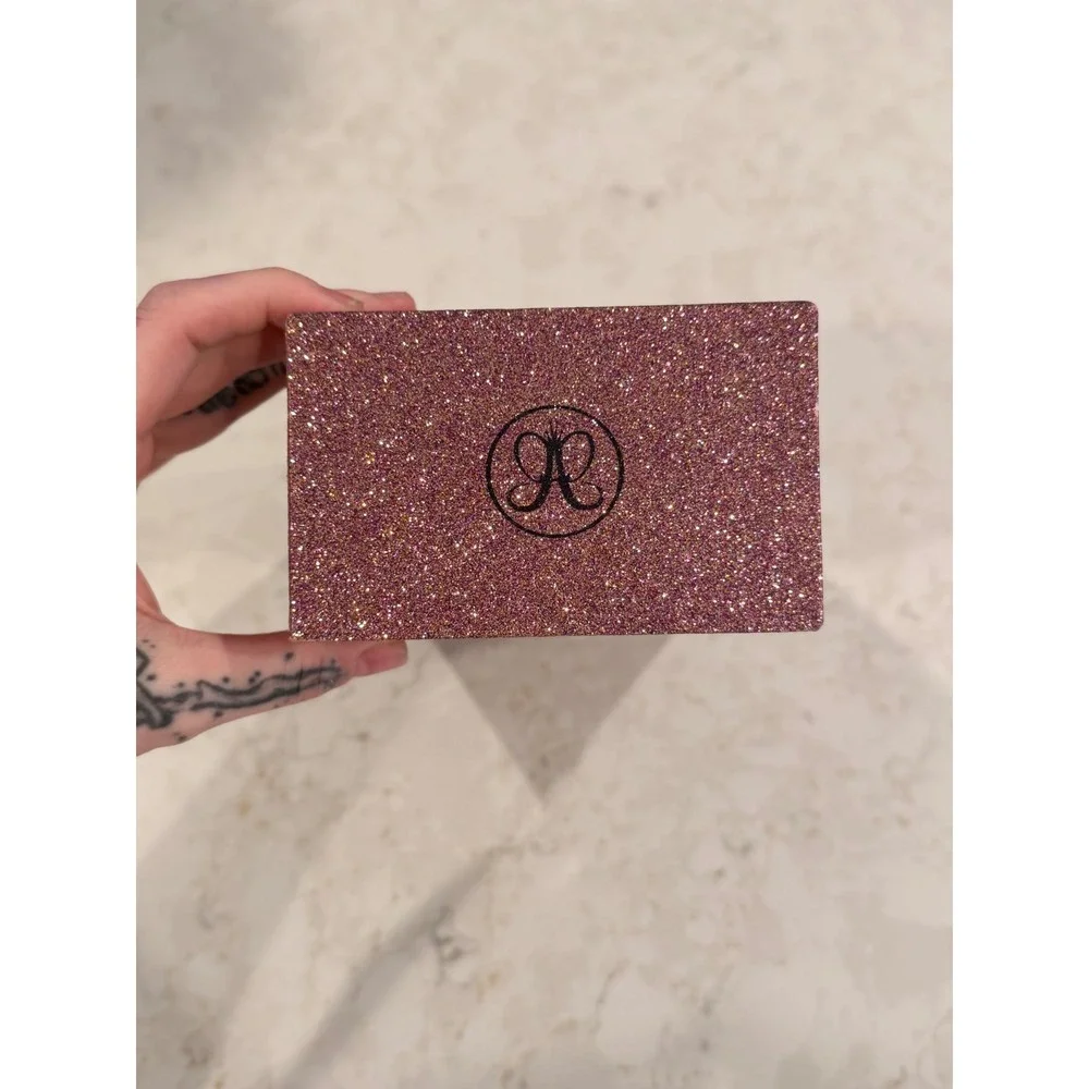 Anastasia Beverly Hills Pink Glitter Makeup Case 2 Drawer Vanity Organizer Box